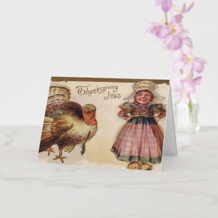 Charmante Thanksgiving Joy Turkije Feestelijk Folie Wenskaart