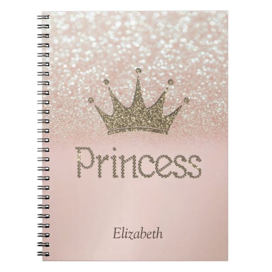 Charmante Tiara, Prinses, Glitter Bokeh  Notitieboek (Voorkant)