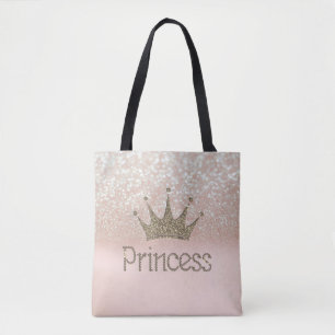 Charmante Tiara, Prinses, Glitter Bokeh Tote Bag