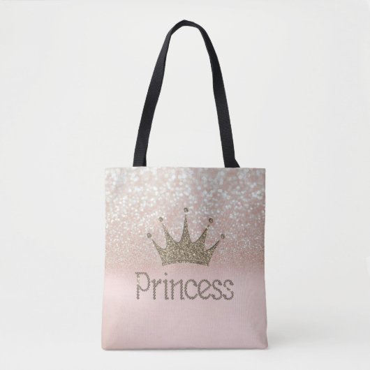 Charmante Tiara, Prinses, Glitter Bokeh Tote Bag (Voorkant)