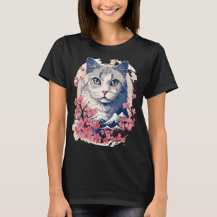 Charmante Tokio kat in Japanse kersenbloesem T-shirt