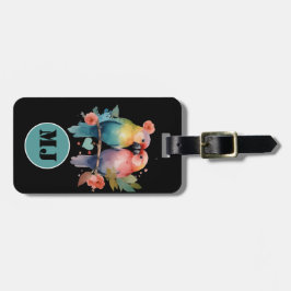 Charmante Tortelduifjes in pastels. Gepersonalisee Bagagelabel