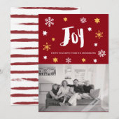 Charmante trendy Joy Deep Red vakantiefoto Feestdagenkaart (Voorkant / Achterkant)