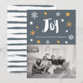 Charmante trendy Joy Grey vakantiefoto Feestdagenkaart (Voorkant / Achterkant)
