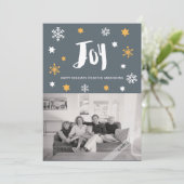 Charmante trendy Joy Grey vakantiefoto Feestdagenkaart (Staand voorkant)