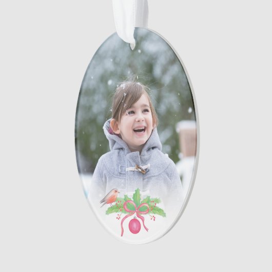 Charmante trendy Waterverf vakantiefoto Ornament (voorkant)