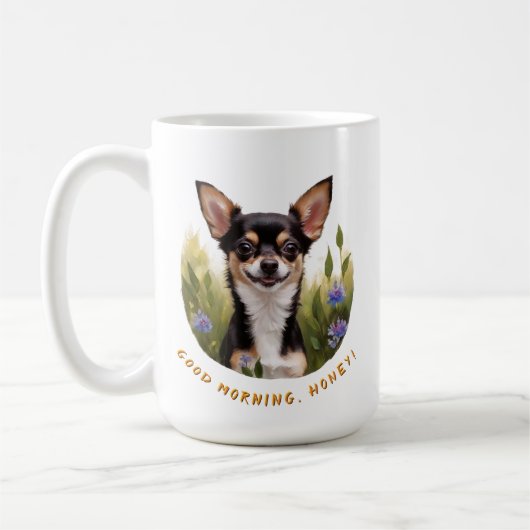 Charmante Tri-Color Chihuahua Ochtend Koffiemok (Links)