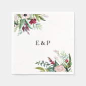 Charmante tropische bloemengroen bruiloft servet (Voorkant)