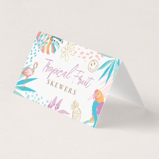 Charmante tropische party voedsellabels kaart (Voorkant)