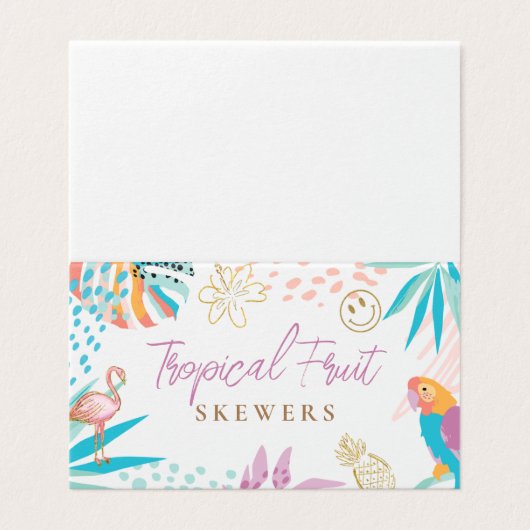 Charmante tropische party voedsellabels kaart (Buitenkant ongevouwen)