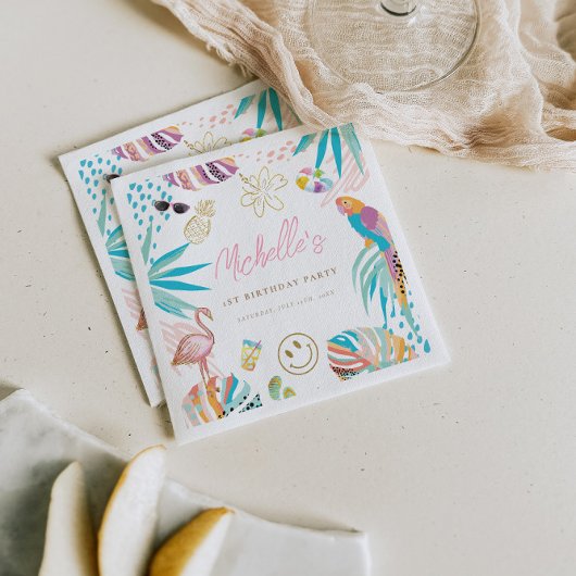 Charmante tropische thema verjaardag servet
