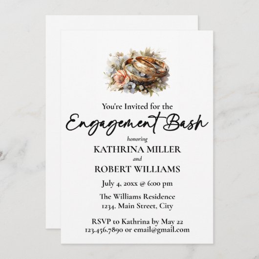 Charmante trouwring, Verloving Bash Kaart (Voorkant / Achterkant)