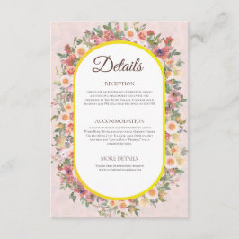 Charmante Tuin Bloemen Trouwdetails Kaart