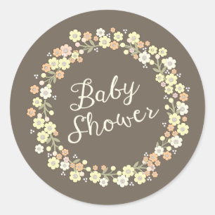 Charmante tuin bloemenkrans neutraal Baby shower Ronde Sticker