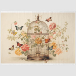 Charmante tuin: Vogelkooi Decoupage Tissuepapier