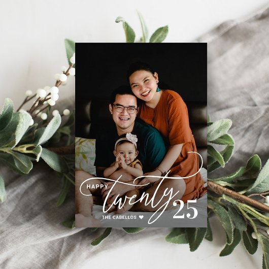 Charmante Twenty Gelukkig Nieuwjaar Fotokaart Feestdagenkaart