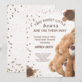 Charmante Twin Beren Baby Uitnodiging (Voorkant / Achterkant)