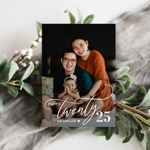 Charmante twintig gelukkig nieuwjaar fotokaart feestdagenkaart