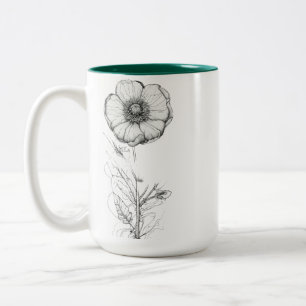 Charmante Two-Tone Mok 15 oz met Floral Outline Ar