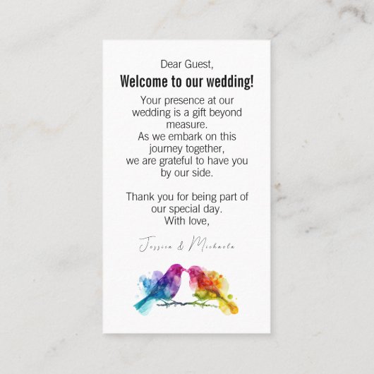 Charmante unieke Rainbow Lovebirds Plaatskaartje (Achterkant)