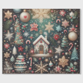 Charmante vakantie Cottage kerst Cadeaupapier (Vlak)