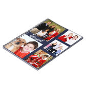 Charmante Vakantie Familie Foto Collage Monogram Notitieboek (Linkerzijde)