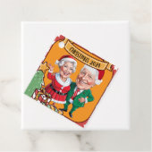 Charmante vakantie met rode en gouden karikatuur bedankjes labels (In situ)