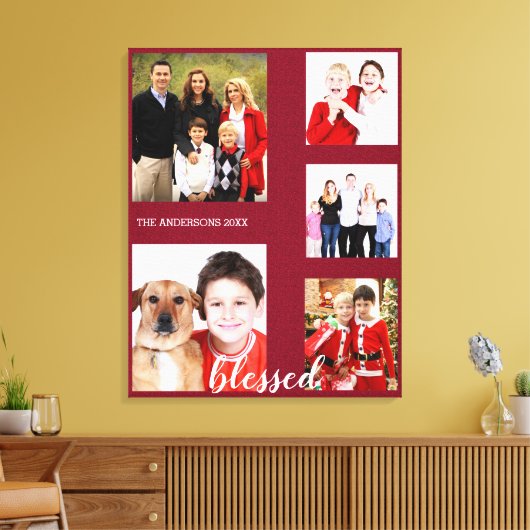 Charmante vakantiefamilie fotocollage monogram canvas afdruk (Insitu (Woonkamer))