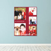 Charmante vakantiefamilie fotocollage monogram canvas afdruk (Insitu (Houten vloer))