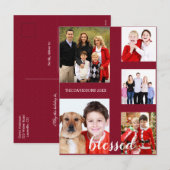 Charmante vakantiefamilie fotocollage monogram feestdagenkaart (Voorkant / Achterkant)