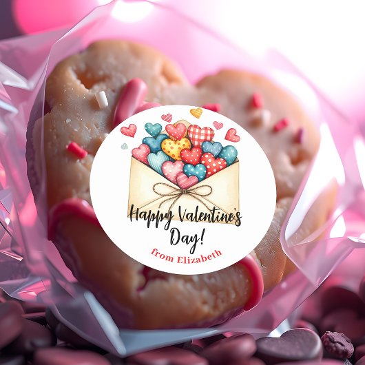 Charmante Valentijnsdag Envelop met Harten Ronde Sticker