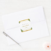 Charmante varenblaadjes Goud folie Bruiloft Custom Vierkante Sticker (Envelop)