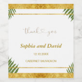 Charmante varenblaadjes Goud folie Huwelijk Aangep Wijn Etiket (Enkel label)