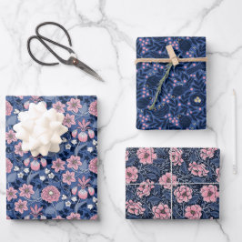 Charmante Victoriaans geïnspireerde Blauwe en Roze Inpakpapier Vel