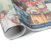 Charmante Victoriaans Kinderen met Vader Kerstmis Cadeaupapier (Rol Hoek)