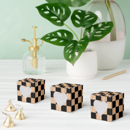 Charmante Vierkante Checkers Hart Markering Ontwer Bedankdoosjes