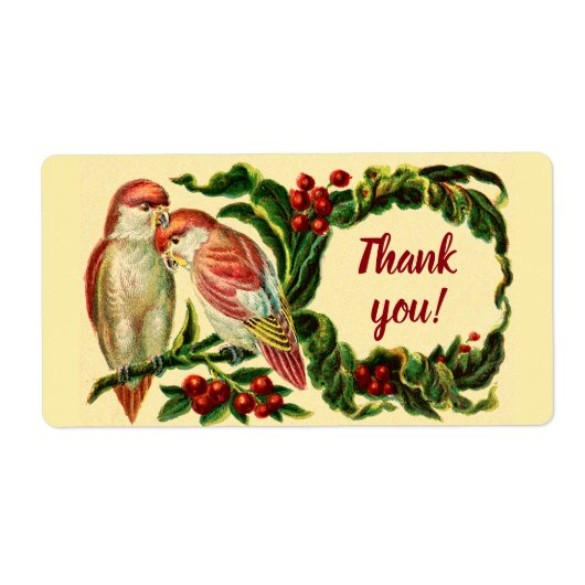 Charmante Vintage Liefdesvogels Bedank Sticker (Voorkant)