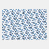 Charmante vleermuis Mitzvah Handlettering Joods Bl Inpakpapier Vel (Voorkant 3)