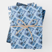 Charmante vleermuis Mitzvah Handlettering Joods Bl Inpakpapier Vel (In situ)