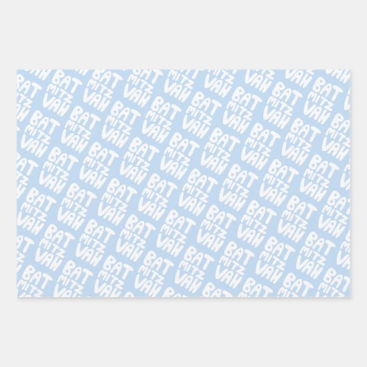 Charmante vleermuis Mitzvah Handlettering Joods Bl Inpakpapier Vel (Voorkant)