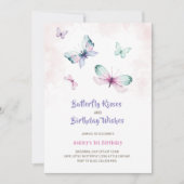 Charmante vlinder verjaardag uitnodiging (Voorkant)