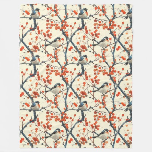 Charmante Vogels Deken met Autumn Flower Design (Voorkant)