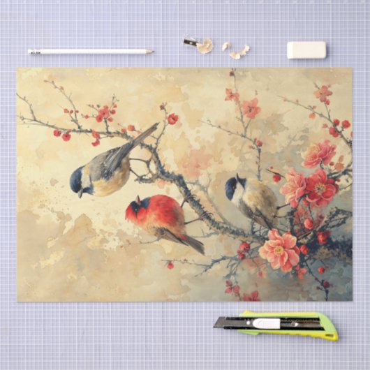  Charmante Vogels in Blossom Tissuepapier (Craft)