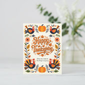 Charmante volkskunst Turkije & pompoen Thanksgivin Feestdagenkaart (Staand voorkant)