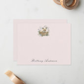 Charmante Vos en Bloemen All Purpose Flat Notitiekaartje (Voorkant / Achterkant in situ)