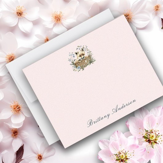 Charmante Vos en Bloemen All Purpose Flat Notitiekaartje