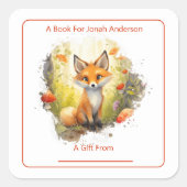 Charmante vos in de bosplaat vierkante sticker (Voorkant)