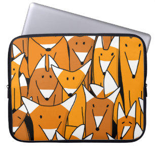 Charmante vossenfamilie: speels dierenpatroon laptop sleeve