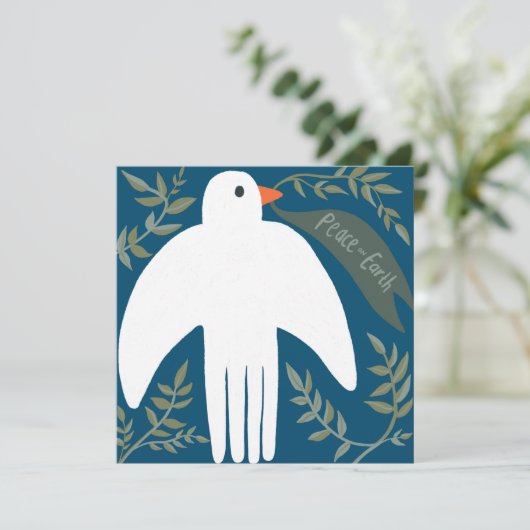 Charmante Vrede Duif Kerstmis Vakantie Blauw (Staand voorkant)