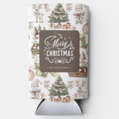 Charmante vrolijke kerst gepersonaliseerd seltzer blikjeskoeler (Voorkant)